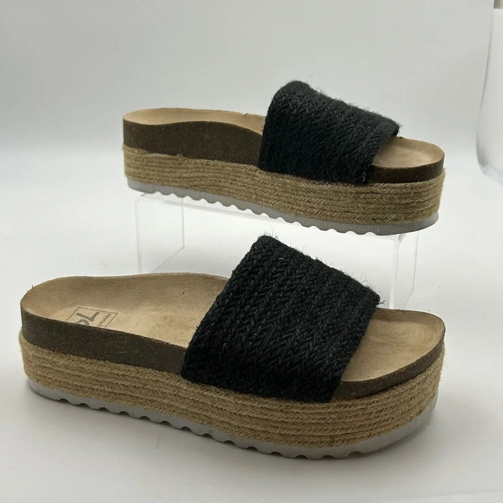 Dirty‎ Laundry Platform Sandals Womens Size 8 Black Woven Espadrille Boho Summer